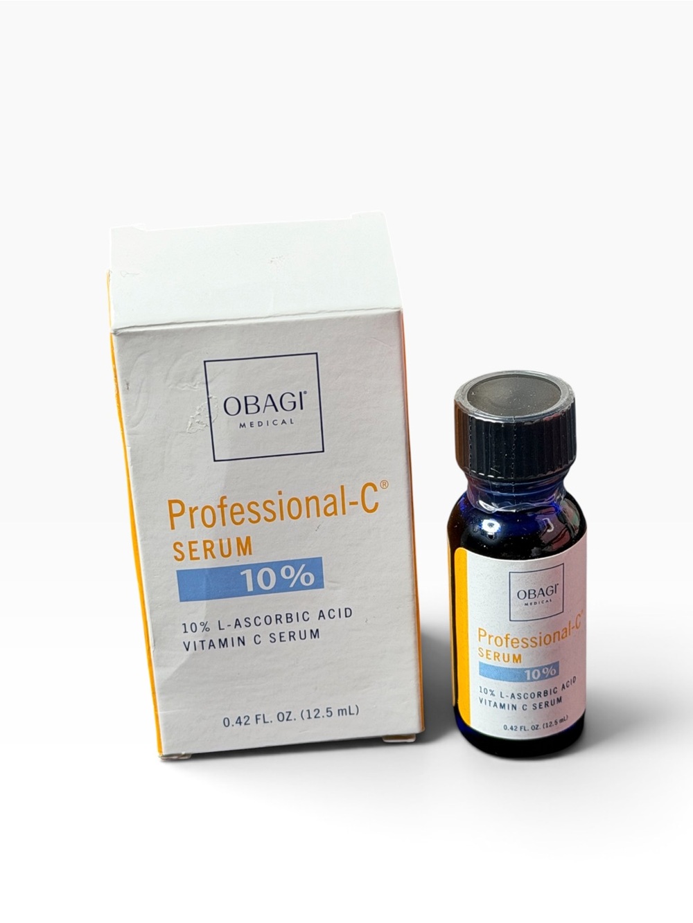 Obagi Professional-C Serum Bottle and Box - White/Blue/Yellow